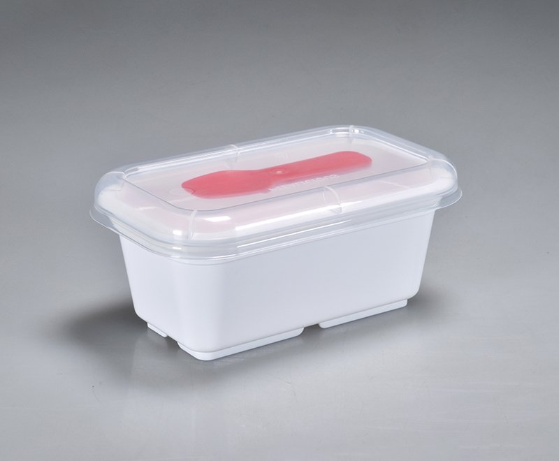 8OZ Plastic rectangular Yogurt container with rigid lid and little ...