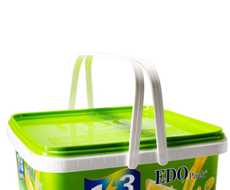 3L Plastic IML square biscuit bucket with double handles