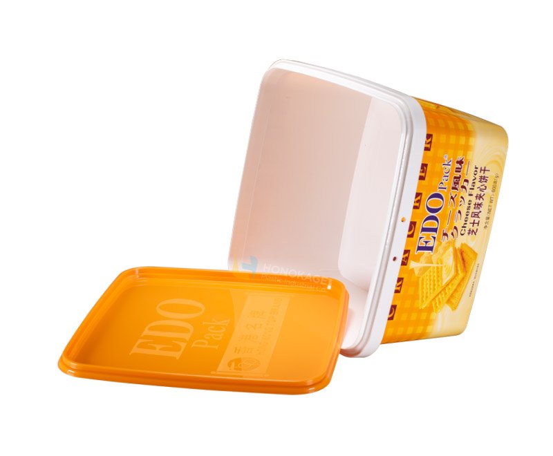 3L plastic IML square biscuit bucket